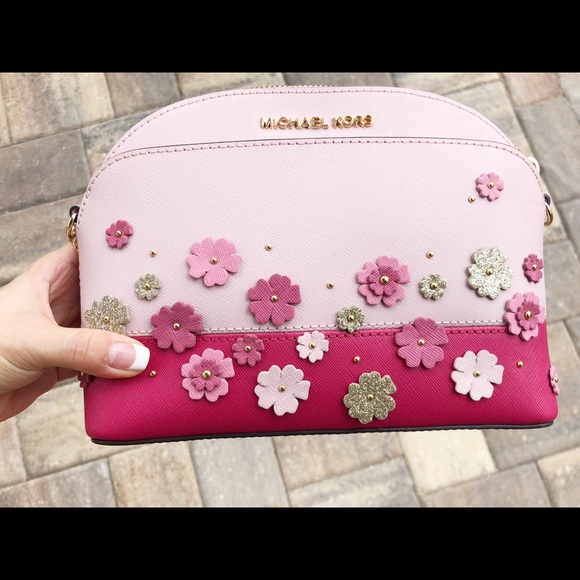 Michael Kors Emmy Pink Floral Crossbody Small - Picture 4 of 8